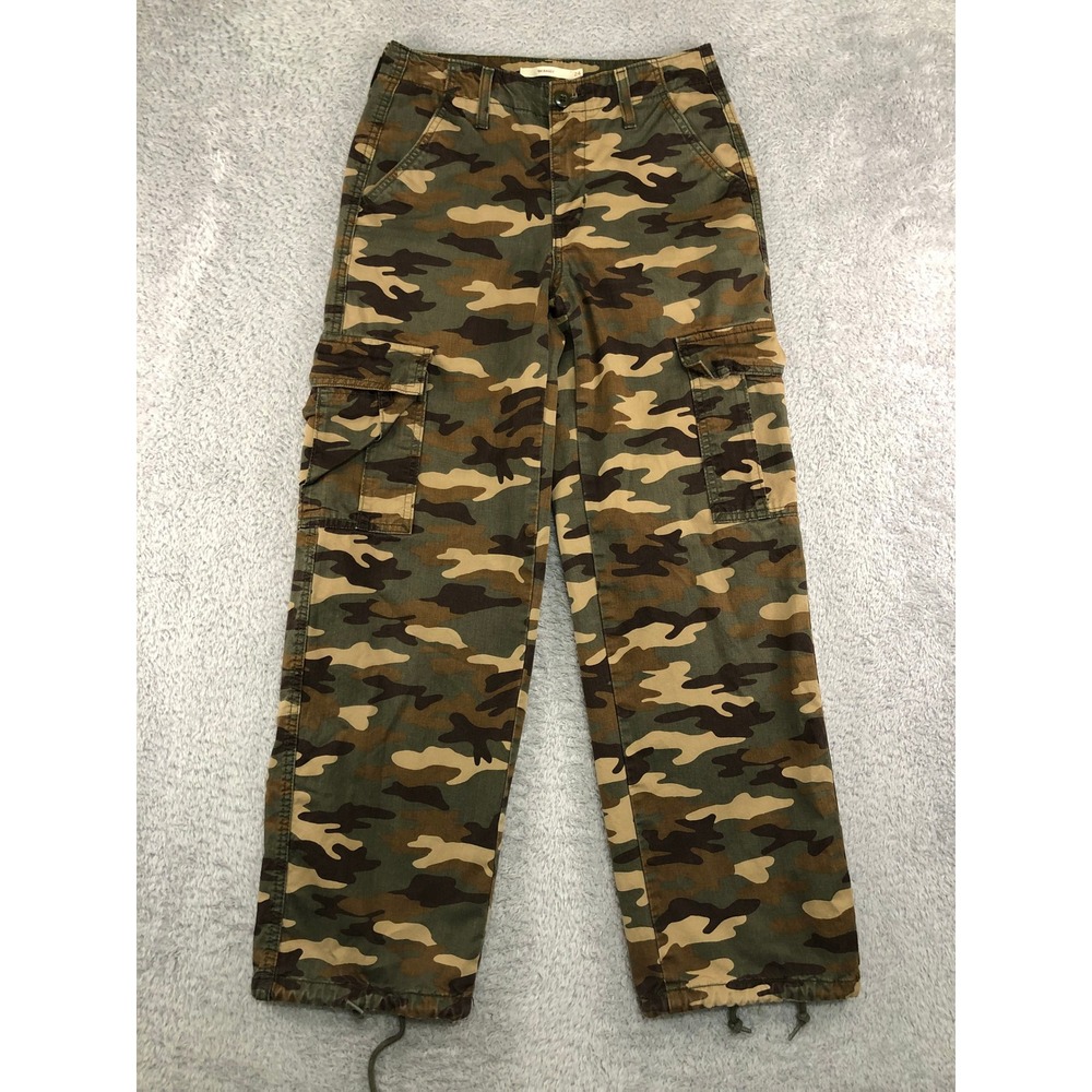 Levi's Cargo Pants Women 27x28.5 (Tag 24) Green Camo 94 Baggy Wide Leg